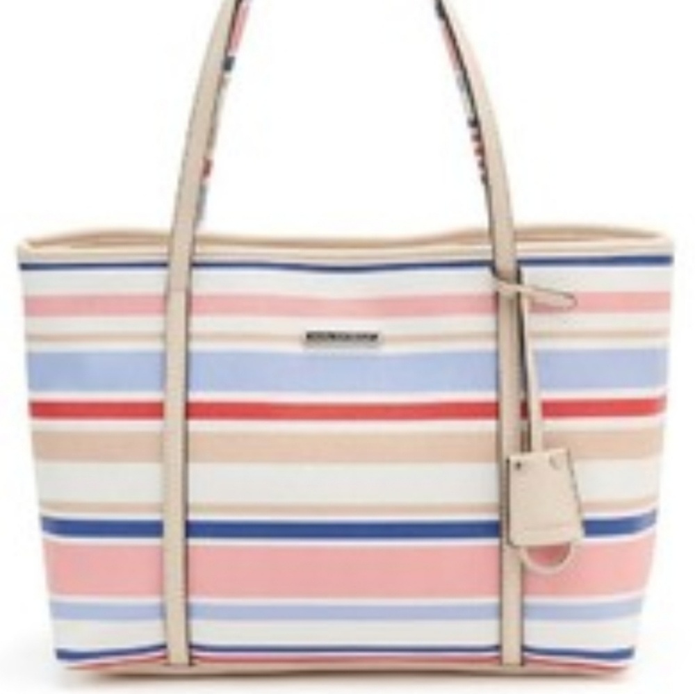Dana Buchman STRIPED Lexi Tote bag Red, White, Blue, Pink, Tan w Interior Pocket